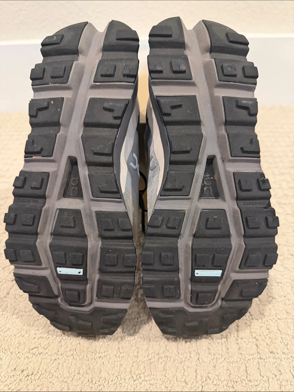 On Running Women's Cloudventure Trail Shoes in Gray and Peach